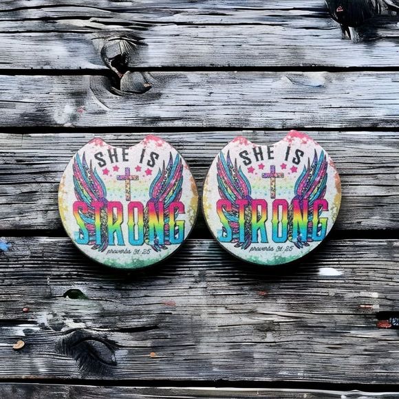 She Is Strong Car Coaster 2 Pack - Picture 5 of 9